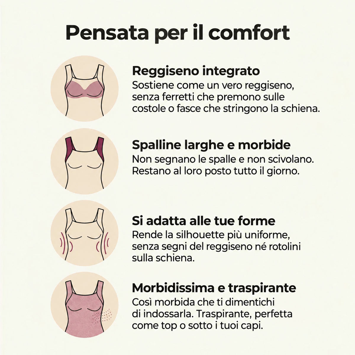 Canotta Comfort con Reggiseno Incorporato – Senza Ferretto