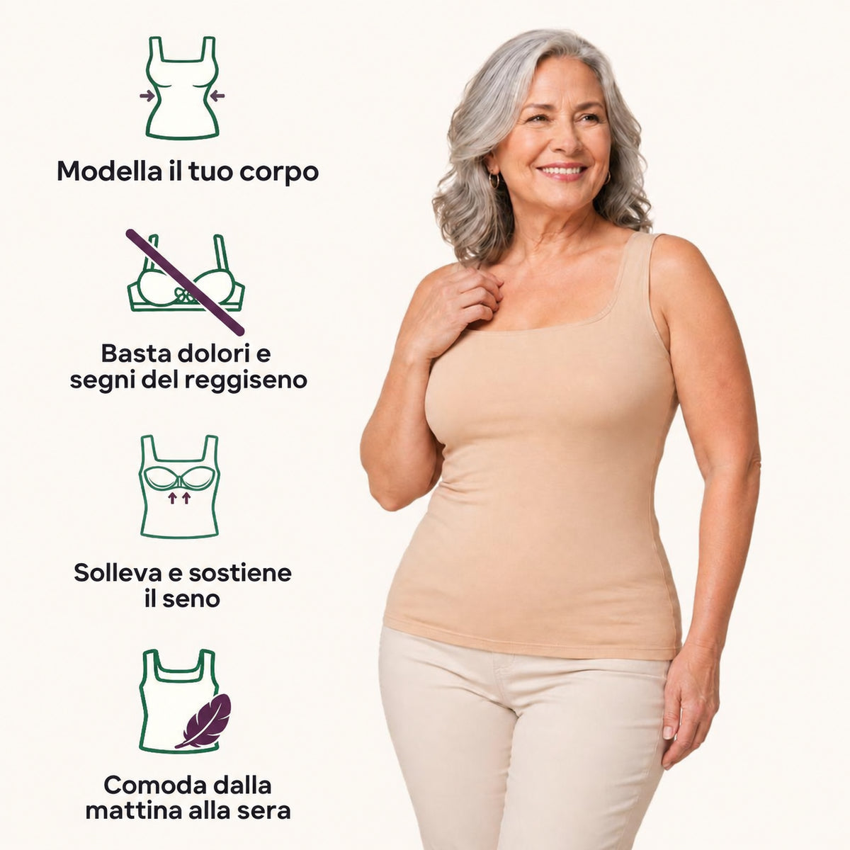Canotta Comfort con Reggiseno Incorporato – Senza Ferretto