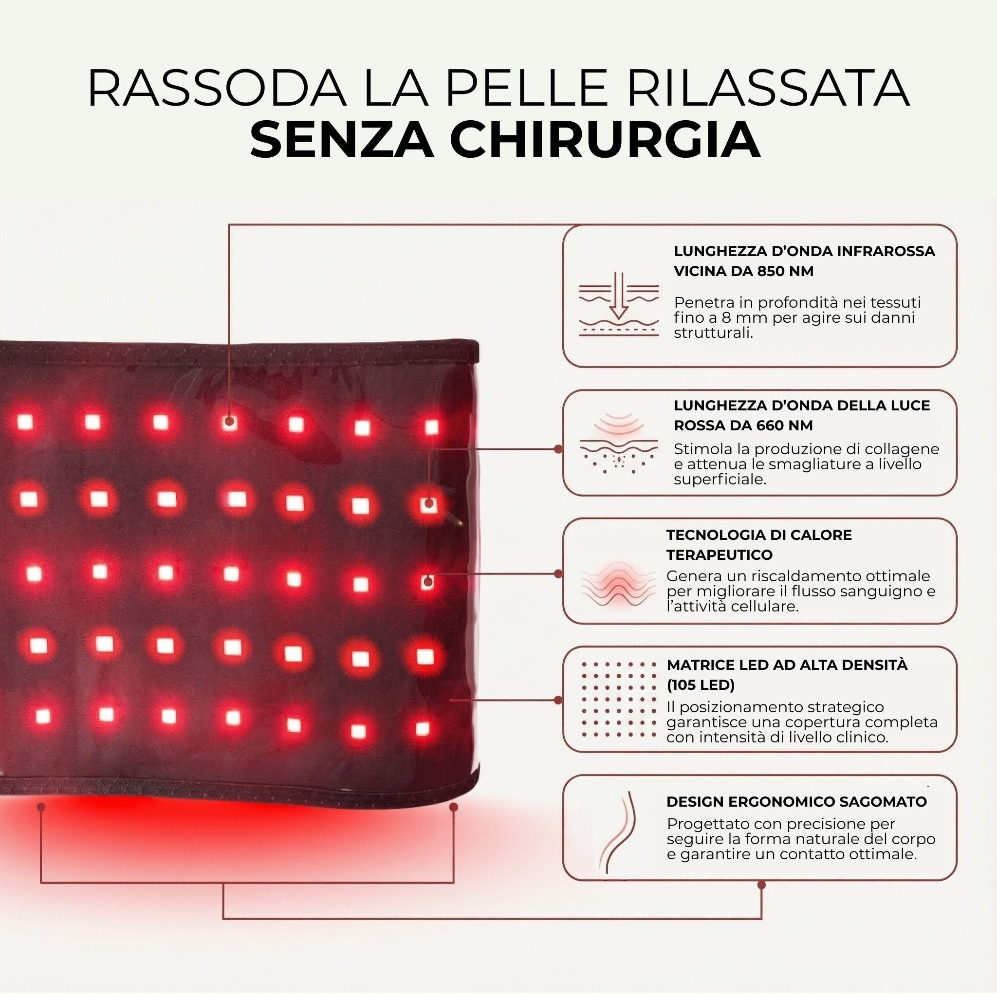 BLOOMI™ | Fascia a Luce Rossa per Rassodare la Pancia e Ritrovare la Fiducia